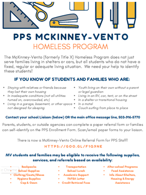 McKinney-Vento Homeless Program poster 